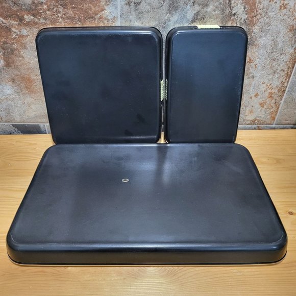 VTG Lacquer Beverage Serving Tray Barware Rectangular Square Black Enamel Floral - Picture 6 of 13